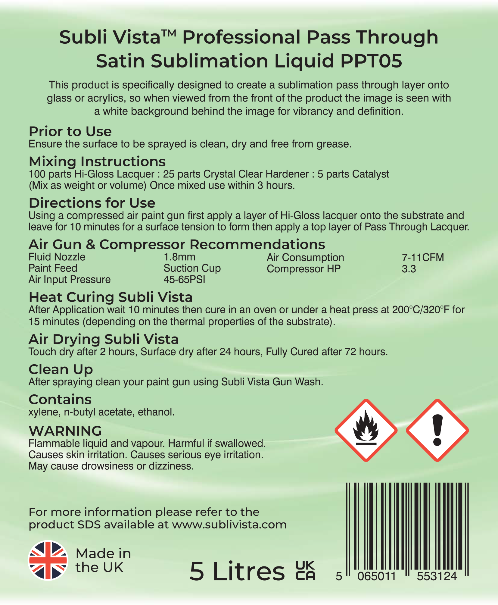 Professional Pass Through Satin Sublimation Liquid 5 litres