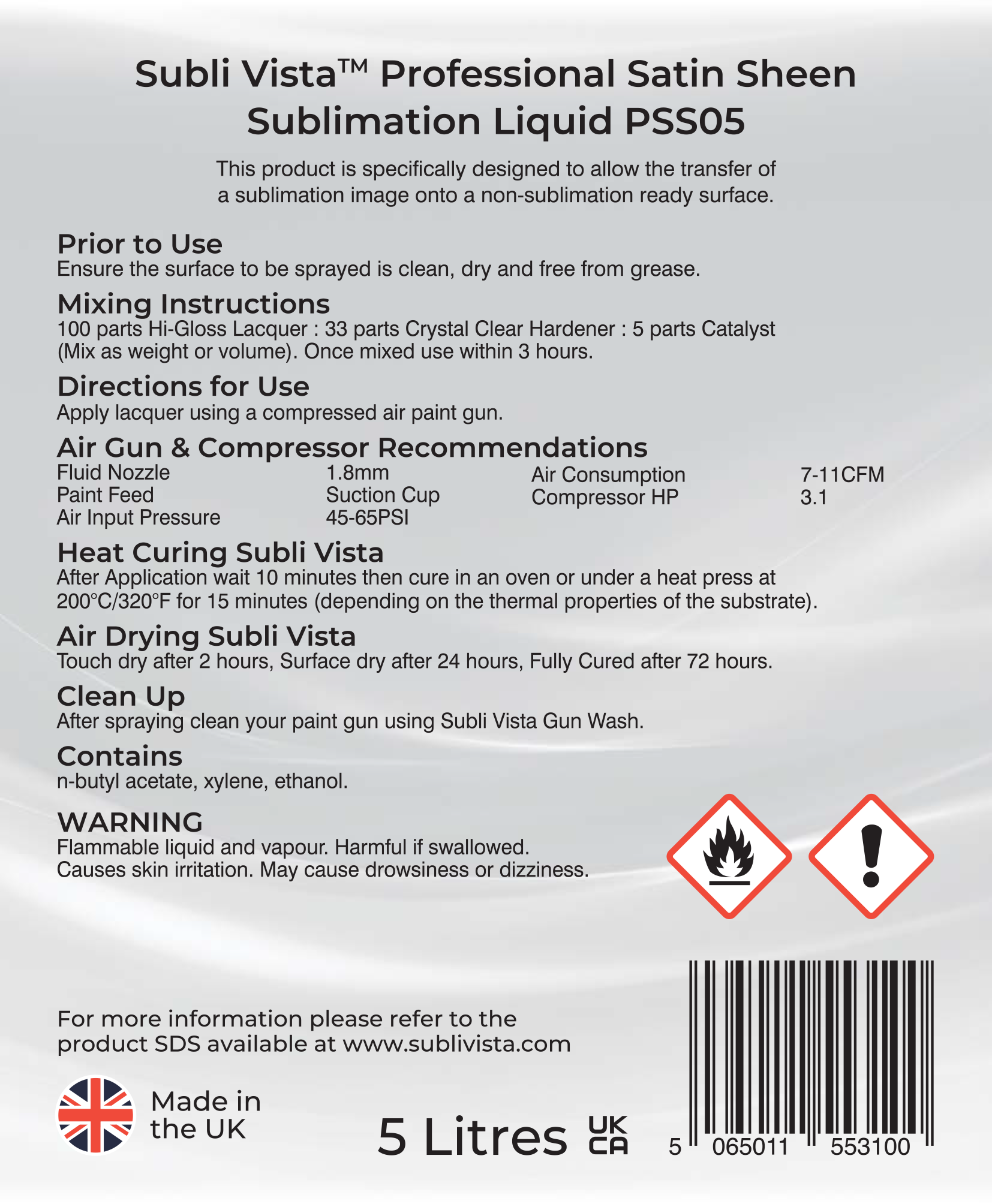 Professional Satin Sheen Sublimation Liquid 5 litres