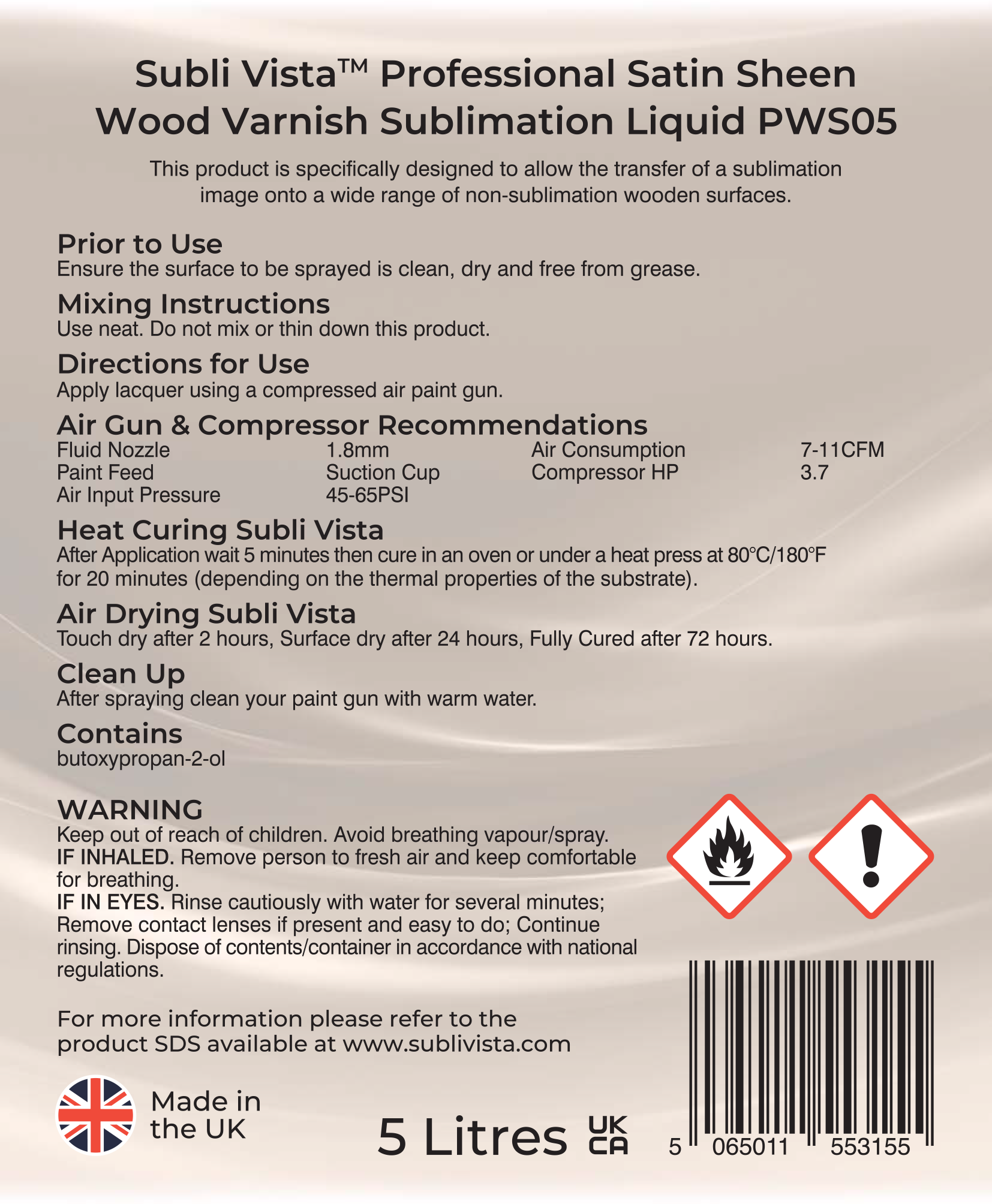 Professional Satin Sheen Wood Sublimation Liquid 5 litres