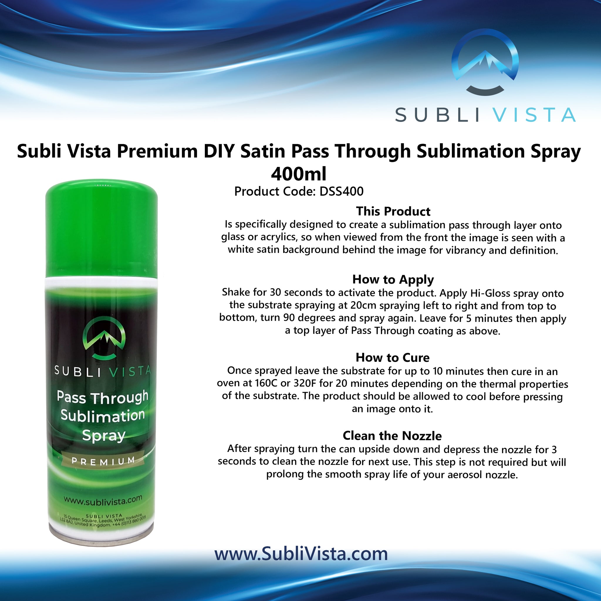 DIY Premium Satin Pass Through Sublimation Spray 400ml